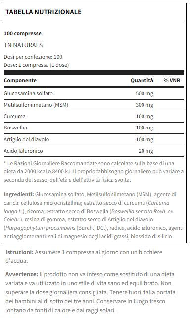 TN NATURALS ARTHRO VEGAN - 100 TABS