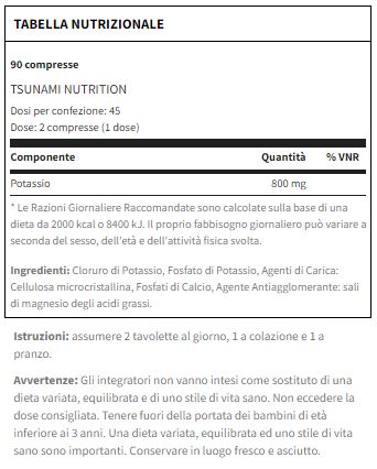 NATURAL HEALTH POTASSIUM 90 TBS SCADENZA:31/01/28