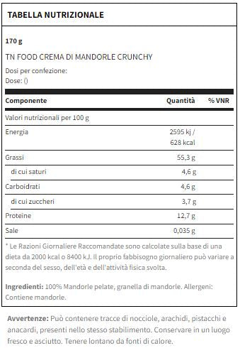TN FOOD CREMA DI MANDORLE CRUNCHY 170 G